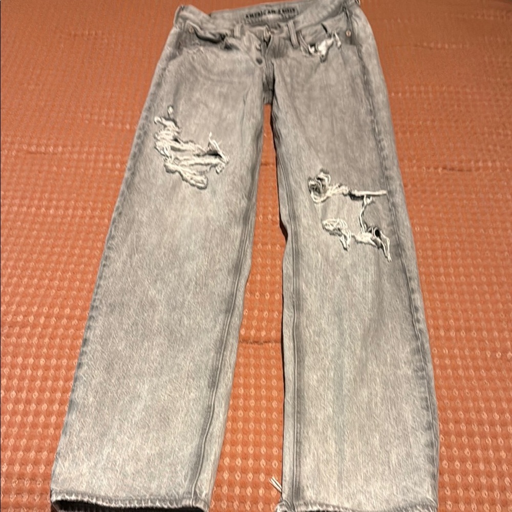 American Eagle Distressed Gray Jeans